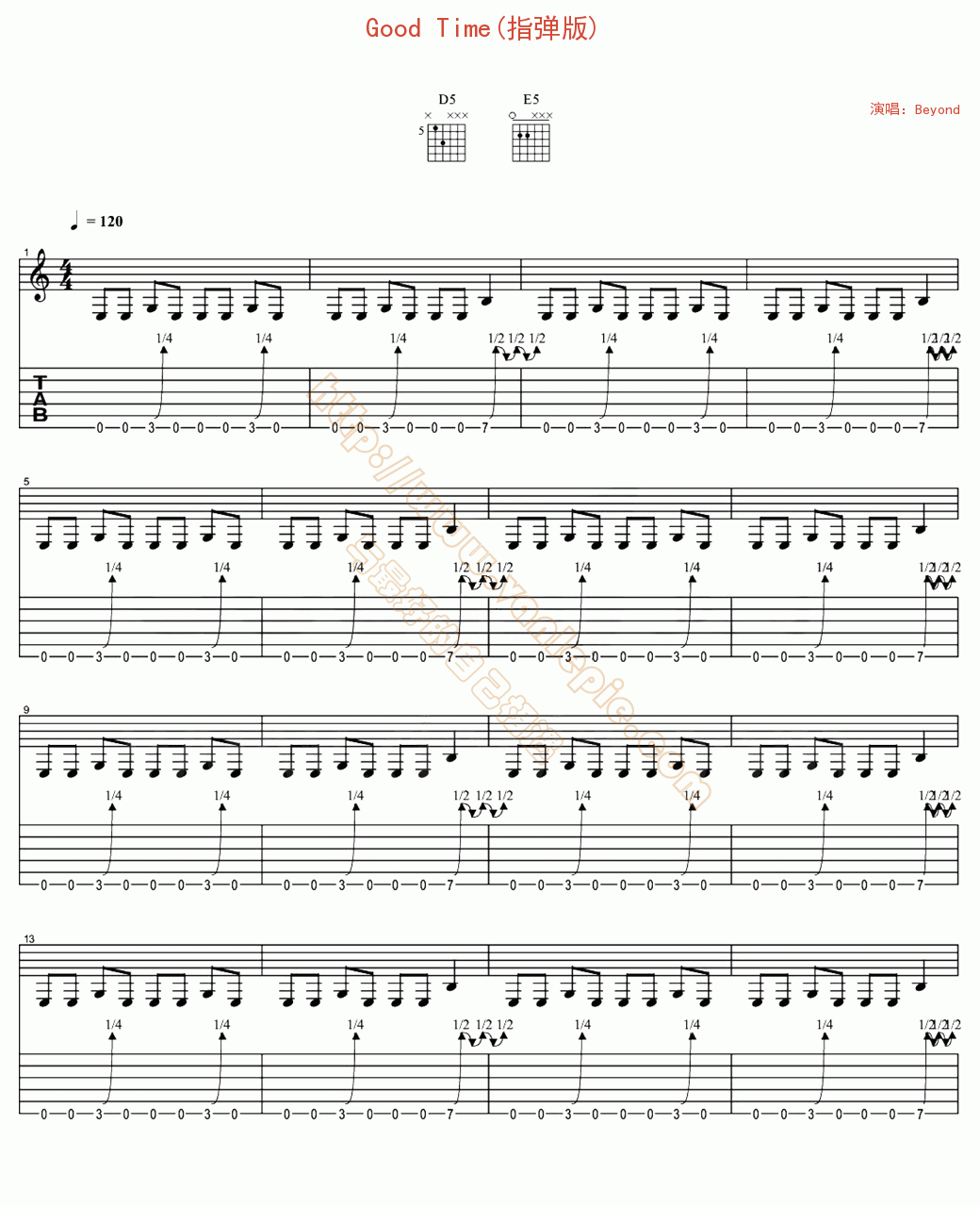 good time(指弹版) 吉他谱 -vanlepie-玩乐派