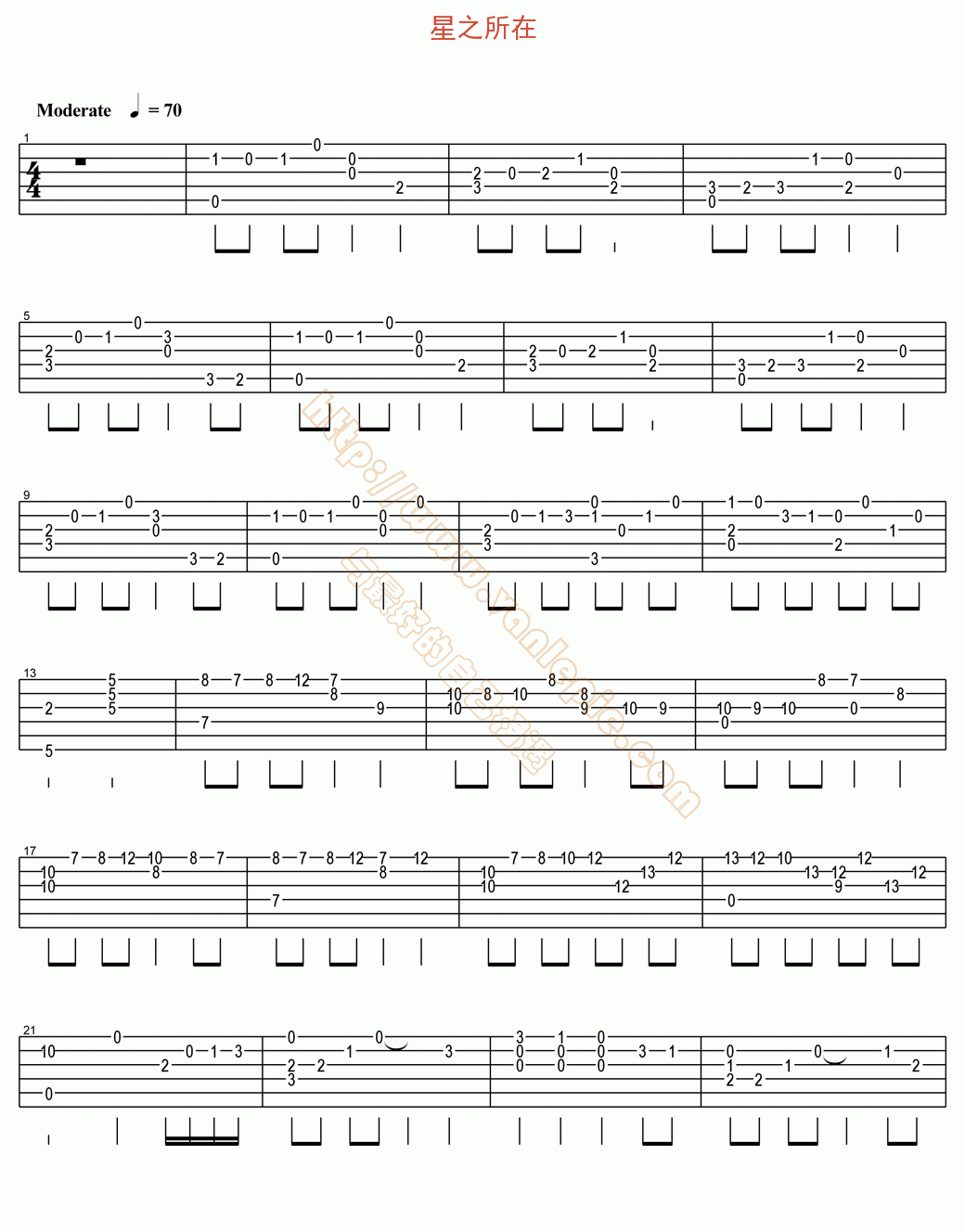 星之所在 吉他谱 -vanlepie-玩乐派