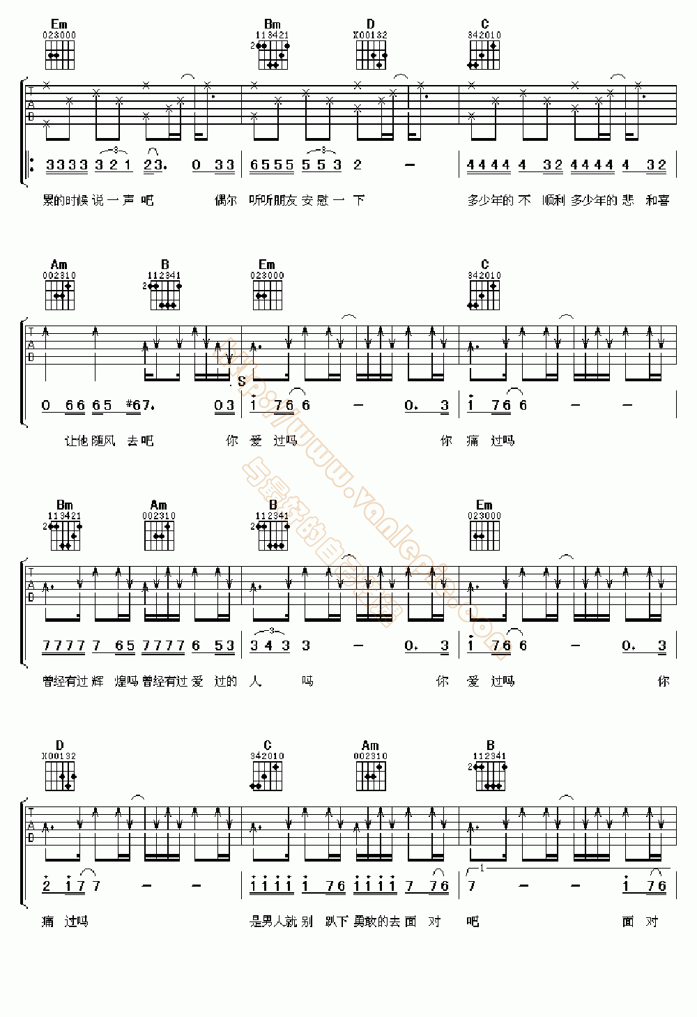 男人 吉他谱 